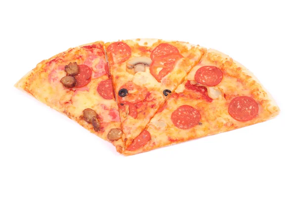 Segmenten Van Pizza Geïsoleerd Wit — Stockfoto