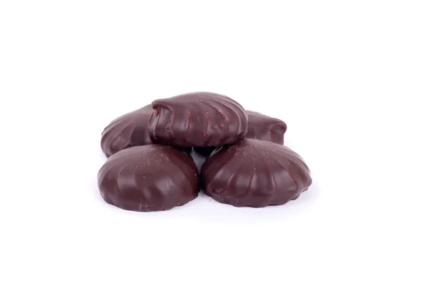 Marshmallow Glaserade Med Choklad Närbild — Stockfoto