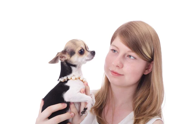 Girl and dog — Stock Photo, Image