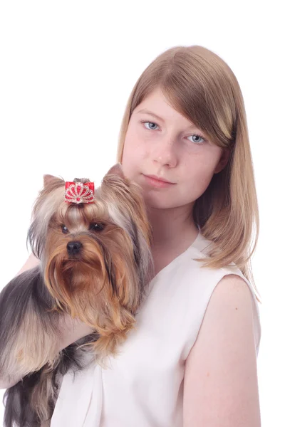 Flicka och hund — Stockfoto