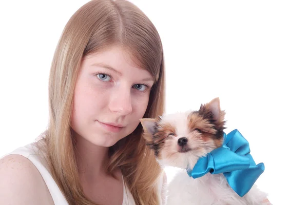 Girl and dog — Stock Photo, Image