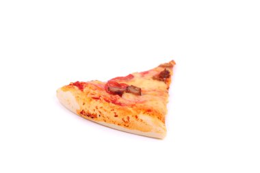 dilim pizza üzerinde beyaz izole