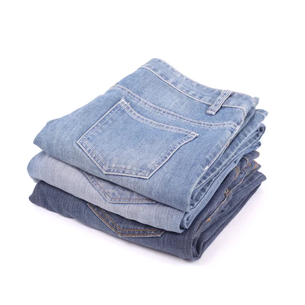 Several Jeans Isolated White — Stock Photo, Image