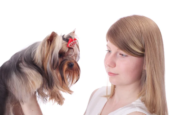 Niña y perro — Foto de Stock