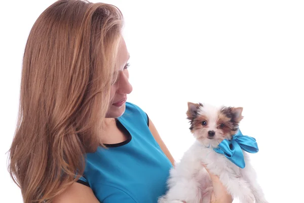 Chica y cachorro — Foto de Stock