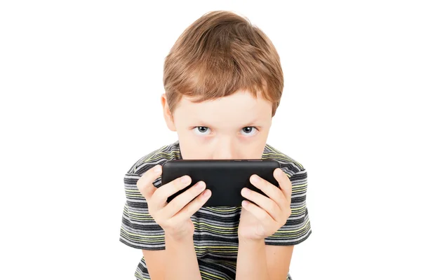 Niño con el teléfono inteligente — Foto de Stock