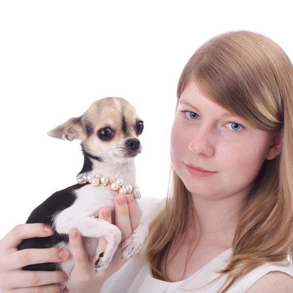 Menina e cão — Fotografia de Stock