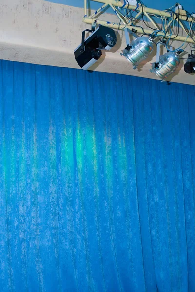 Blue Curtains Projector Lights Cinema — Stock Photo, Image