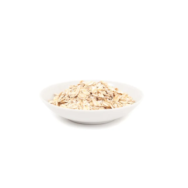 Plato Blanco Avena Primer Plano — Foto de Stock