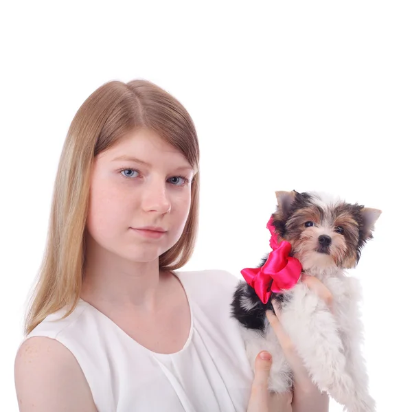 Girl and dog — Stock Photo, Image