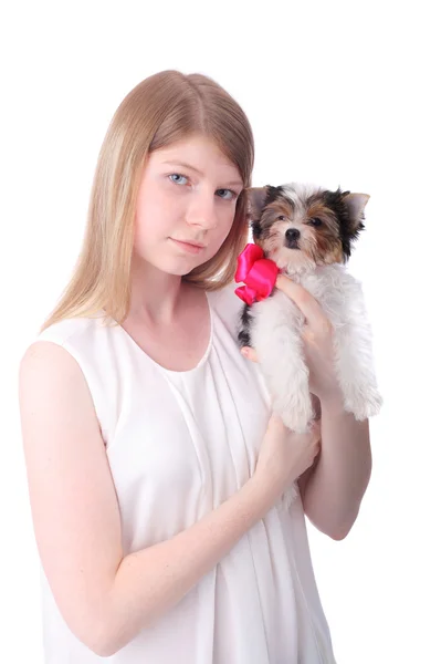 Girl and dog — Stock Photo, Image