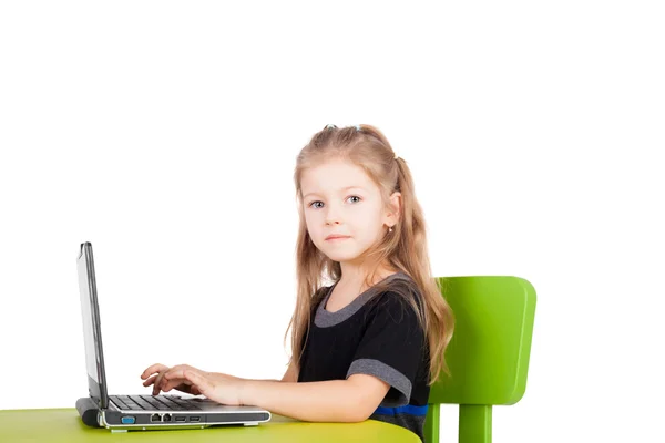 Menina com o computador — Fotografia de Stock