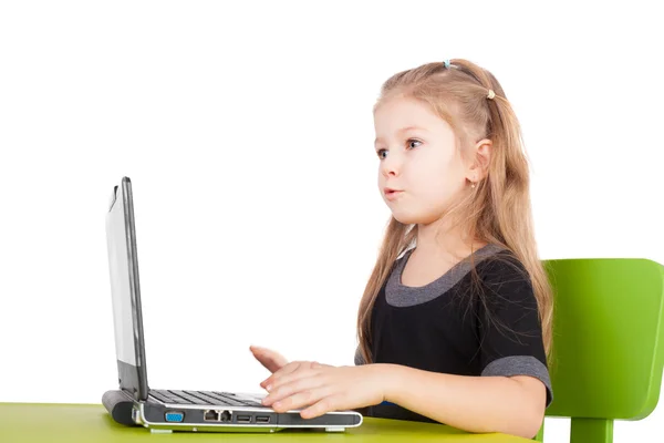 Girl with the computer — Stock Photo, Image