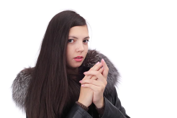 Flickan bär vinterkläder — Stockfoto