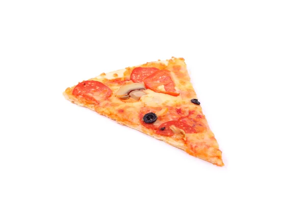 Fetta Pizza Isolata Bianco — Foto Stock