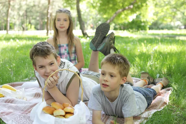 Діти літній пікнік — стокове фото