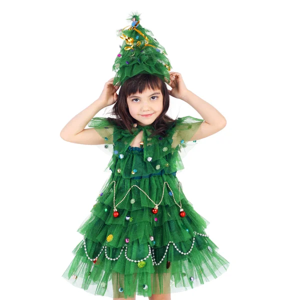 Chica del árbol de año nuevo — Foto de Stock