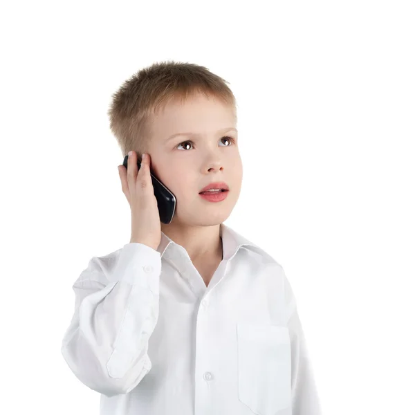 Jongen met een mobiele telefoon — Stockfoto