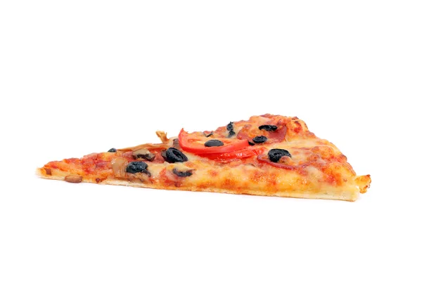 Slice of pizza on white — Stock Photo, Image
