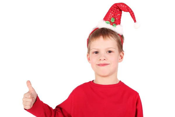 Junge in der Weihnachtsmütze — Stockfoto