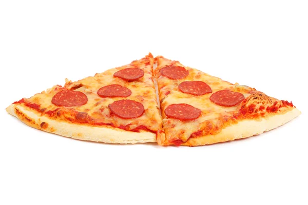 Slices of pizza on white — Stock Photo, Image