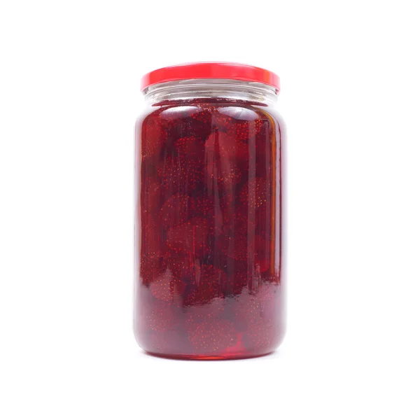 Confiture de fraises dans un pot — Photo