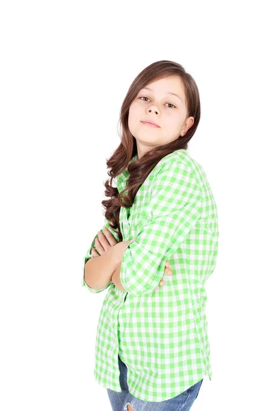 Adolescente chica en la camisa a cuadros —  Fotos de Stock