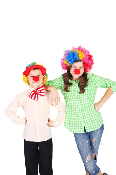 Kinder als Clowns verkleidet — Stockfoto