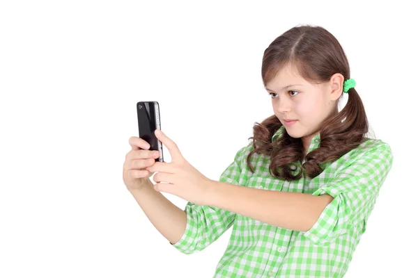 Chica disparando por su teléfono móvil —  Fotos de Stock