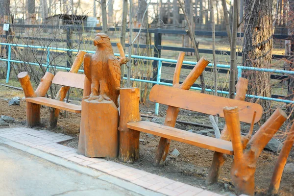 Wooden design benches — Stock Photo, Image