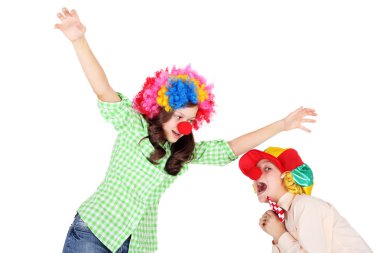 Palyaçolar giyinmiş çocuk