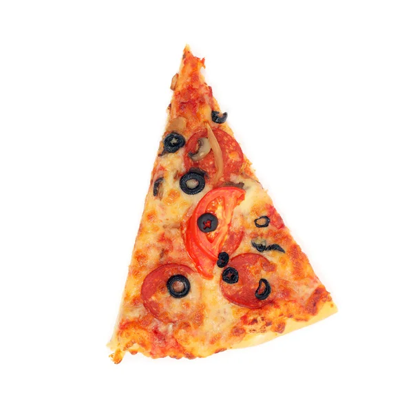 Шматочок піци на білому — стокове фото
