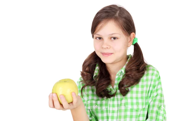 Jolie fille avec pomme — Photo