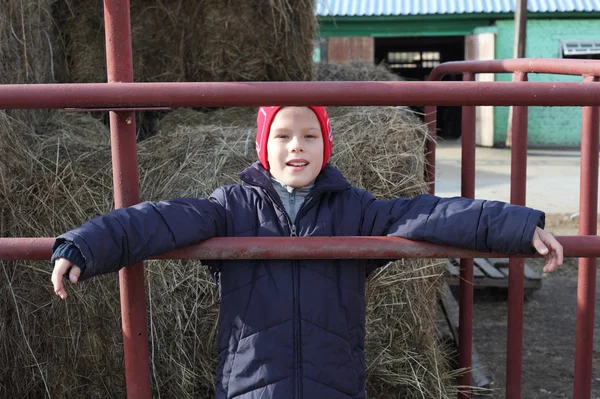 Garçon sur la ferme équestre — Photo