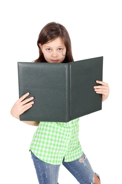 Dospívající dívka s složky — Stock fotografie
