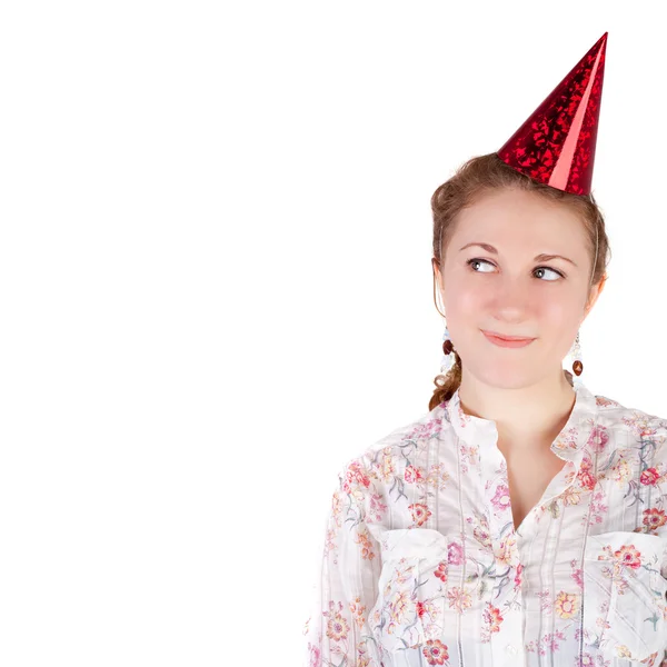 Girl in the birthday cap — Stock Photo, Image