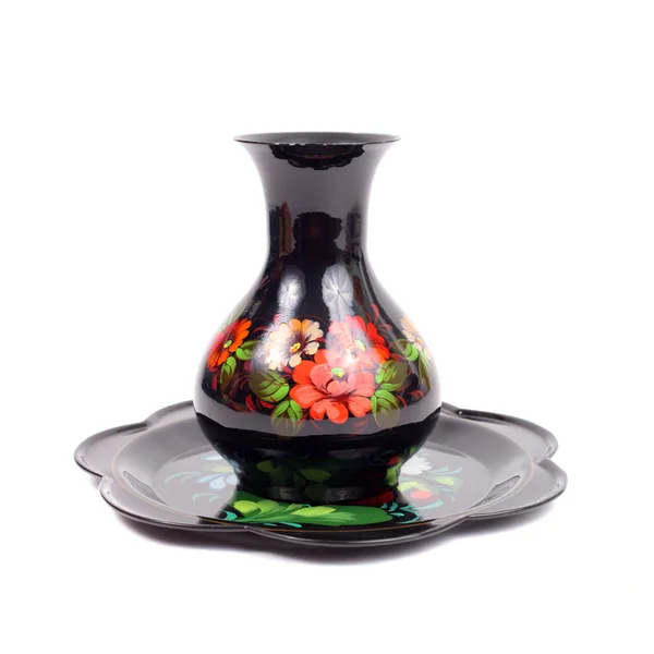 Zhostovo vase and tray set — Stock Photo, Image