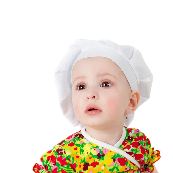 Lilla baby i cook cap — Stockfoto