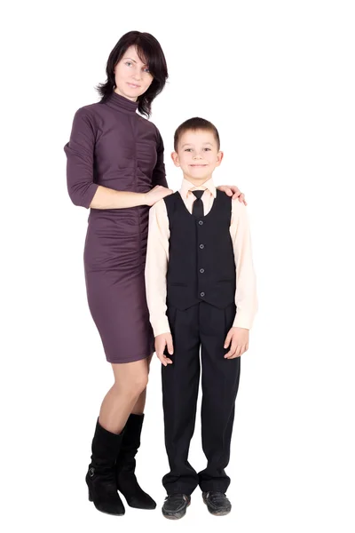 Mamma med hennes elev son — Stockfoto