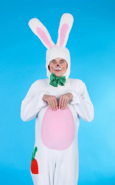 Man in the costume of  little hare — Stock Photo, Image