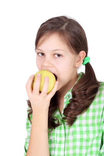 女の子の食用リンゴ — ストック写真