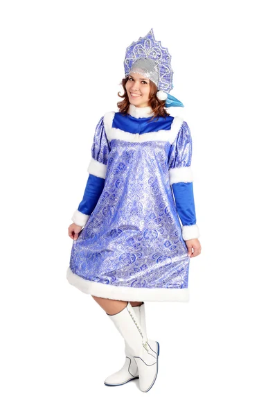 Flicka i snow maiden kostym — Stockfoto