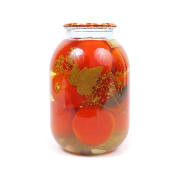 Close-up of tomatoes in jar — Stock Photo, Image