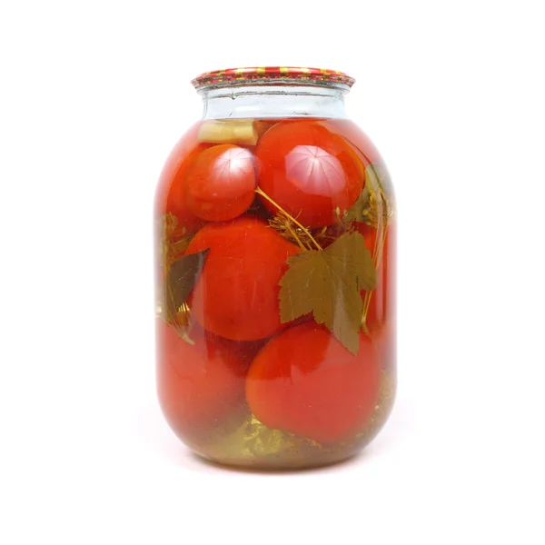 西红柿在罐子里的特写镜头 — 图库照片