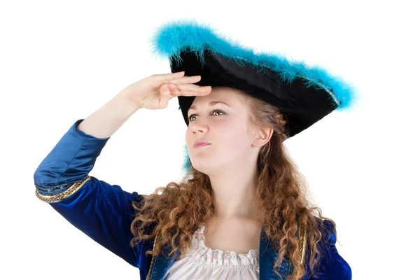 Femme habillée en costume de pirate — Photo