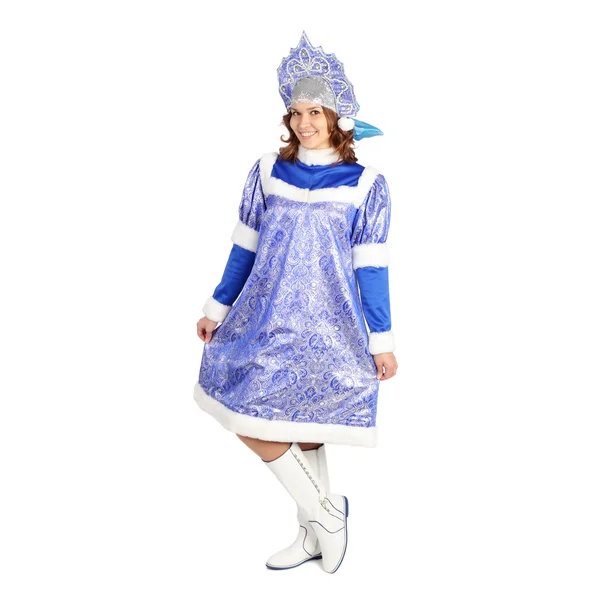 Flicka i snow maiden kostym — Stockfoto