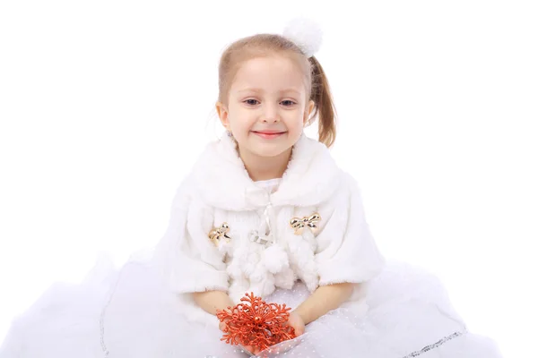 Girl with the new year snowflake decoration — Stock Photo, Image