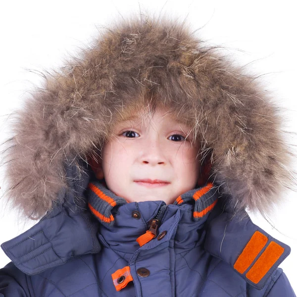Barn i vintern pälsfodrar att bekläda — Stockfoto