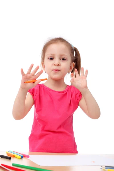 Little girl drawing — Stock Photo, Image