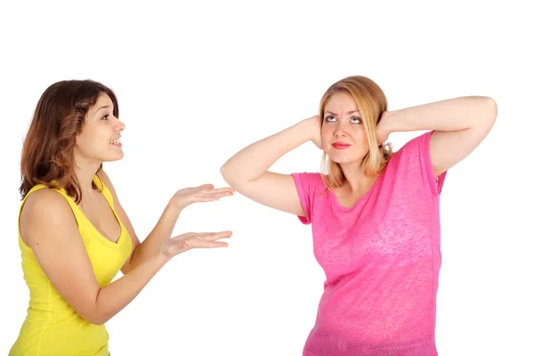 Pretty adult girls quarrelling — Stock Photo, Image